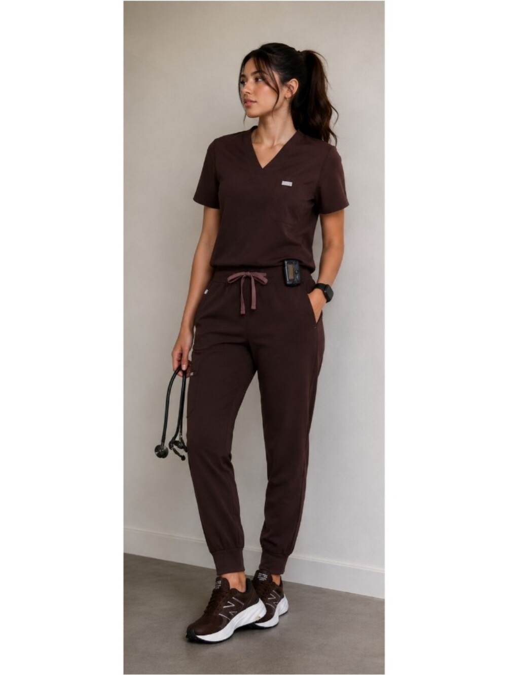 FIGS Espresso Set -  Catarina One Pocket Sc Top S  & Jogger Pants S TALL
